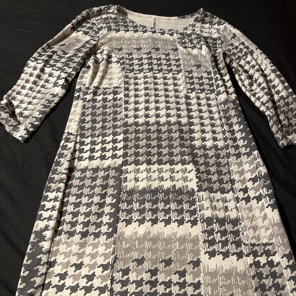 Gray and white work dress